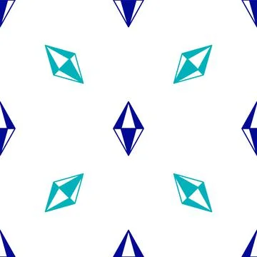 Blue Gem stone icon isolated seamless pattern on white background. Jewelry Stock Illustration