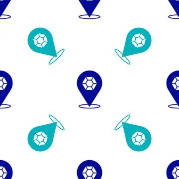 Blue Gem stone icon isolated seamless pattern on white background. Jewelry Illustrazione stock