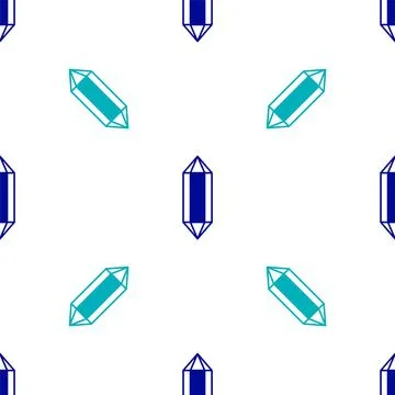 Blue Gem stone icon isolated seamless pattern on white background. Jewelry Stock Illustration