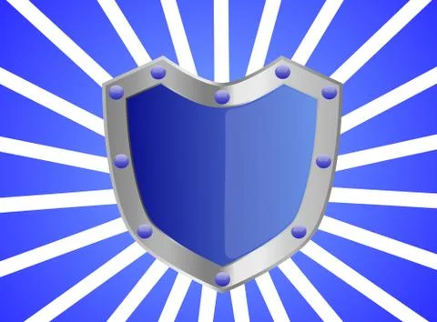 Blue Gem Studded Shield Stock Illustration