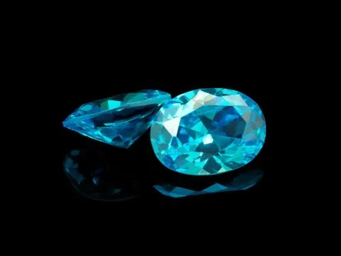 Blue Gemstone on a Black Background Stock Photos