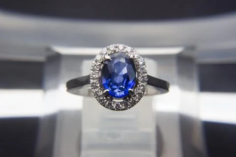 Blue gemstone gold ring Stock Photos