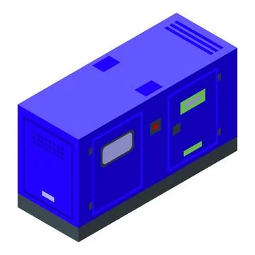 Blue generator icon isometric vector. Power energy Stock Illustration