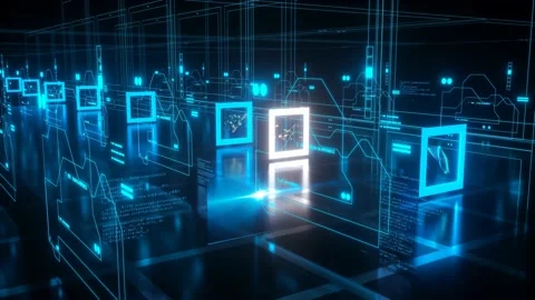 Blue generic artificial intelligence and future technology concept Stock Footage 166677885