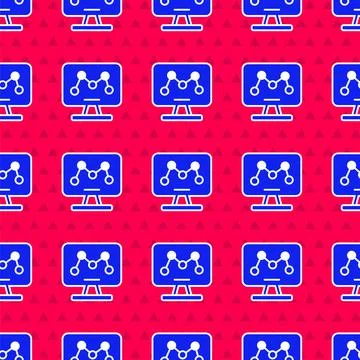 Blue Genetic engineering modification on laptop icon isolated seamless pattern Stock-Illustration