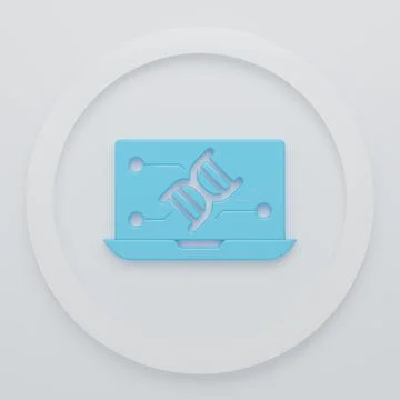 Blue Genetic engineering modification on laptop icon isolated on white back.. Stock Illustration