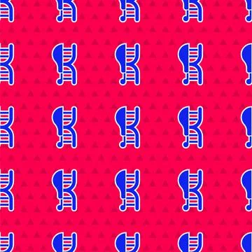 Blue Genetically modified chicken icon isolated seamless pattern on red 스톡 일러스트