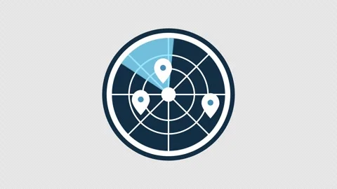 Blue Geolocation Radar Sweep with Map Pins Stock Footage 330761771