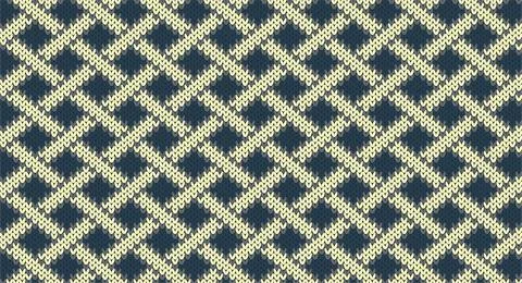 Blue geomatric knitted pattern, Festive Sweater Design. Seamless Knitted Patt Stock Illustration
