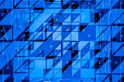 Blue geometric abstract background with triangles rectangles digital art mode Stock Photos