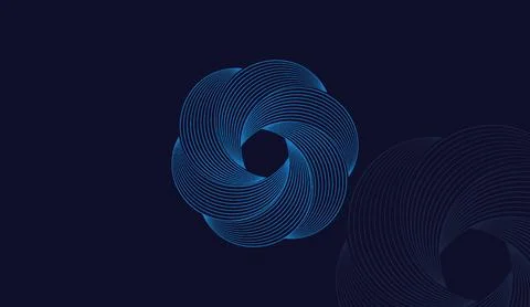 Blue geometric abstract lines pattern background with glowing circular shapes Stock Illustration