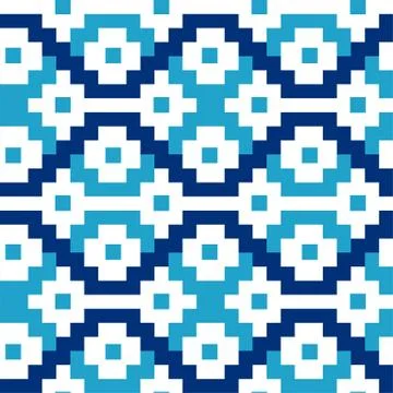 Blue geometric blocks in a seamless pattern Stock Illustration