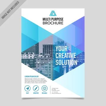 Blue geometric brochure with triangular shapes Stock Illustration
