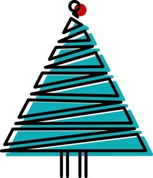 Blue geometric Christmas tree graphic symbol Stock Illustration