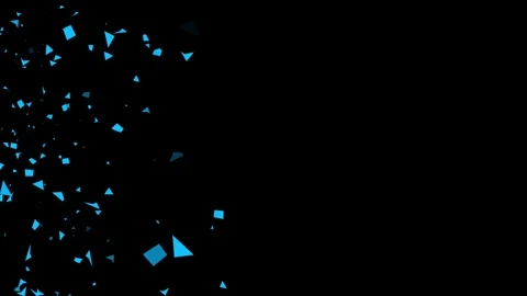 Blue geometric confetti explosion on black background Stock Footage 319842463