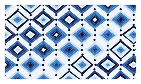 Blue geometric diamond pattern on white background simple elegant repeating. Stock Illustration
