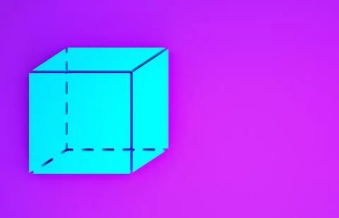 Blue Geometric figure Cube icon isolated on purple background. Abstract shape Stock Illustration