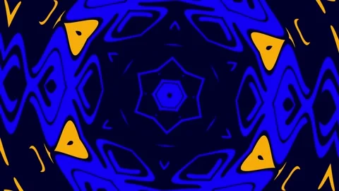 Blue geometric kaleidoscope motion background with radial technology design Stock Footage 336014416