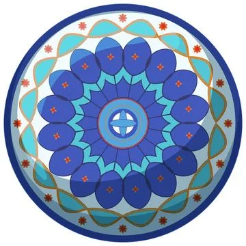 Blue Geometric Mandala with Middle Eastern Motif Illustrazione stock