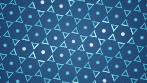  Blue geometric motion background with glowing circles and triangles loop Video stock 345598787