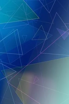 Blue geometric network lines and translucent triangles are intersected by a.. 스톡 일러스트