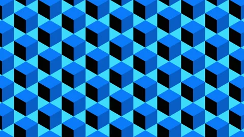 Blue geometric pattern background with cubes, seamless looping Stock Footage 151419887