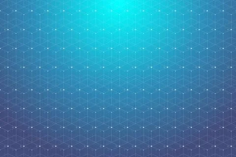 Blue geometric pattern with connected lines and dots. Graphic background Illustrazione stock
