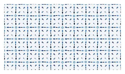 Blue geometric pattern with oval and circle shapes on light background. Illustrazione stock