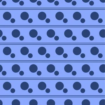 Blue geometric pattern of small and large circles and line. Dark blue circles on Stock Illustration