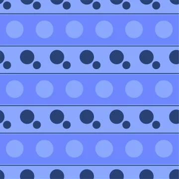 Blue geometric pattern of small and large circles and line. Dark blue circles on Stock Illustration