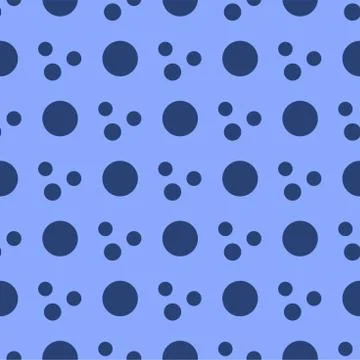 Blue geometric pattern of small and large circles and bubbles. Dark blue circles Stock Illustration