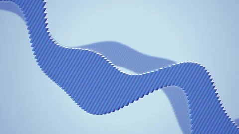 Blue geometric ribbon waves in a seamless loop Stock Footage 341401660