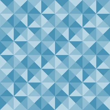 Blue geometric seamless mosaic pattern with triangles, small tile, vector 库存插图