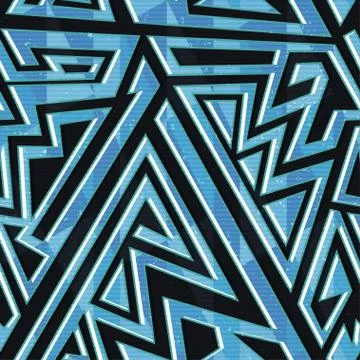 Blue geometric seamless pattern Stock Illustration