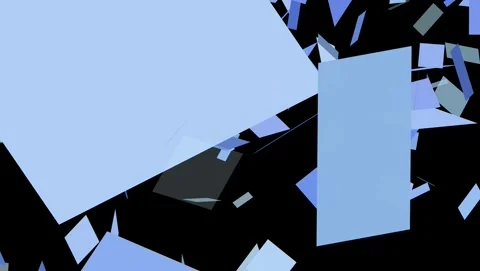 Blue geometric shapes falling against black background Stock Footage 317564331
