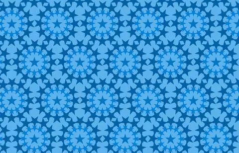 Blue Geometric Star Seamless Pattern Background Stock Illustration