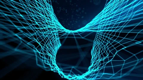 Blue Geometric structure grid in three dimension space 4k animation Stock Footage 243666764