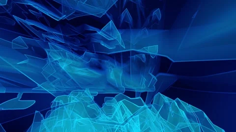 Blue geometric textured shapes in three dimension background Stock Footage 273504749