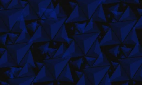 Blue Geometric Triangle Pattern on Black Background Stock Illustration