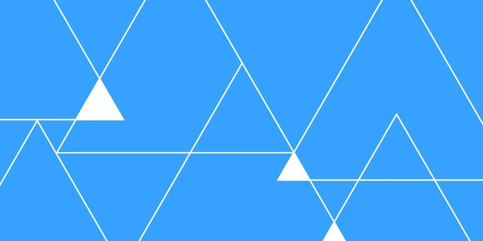 Blue Geometric Triangle Pattern With White Lines And Solid Shapes Stock Illustration