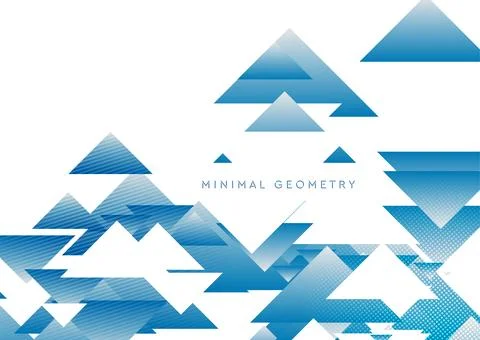 Blue geometric triangles abstract minimal background Stock Illustration