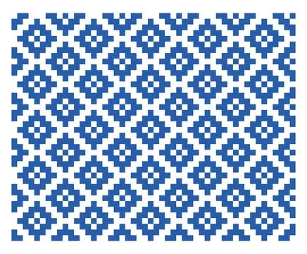 Blue Geometric Ukrainian Pattern Background Stock Illustration