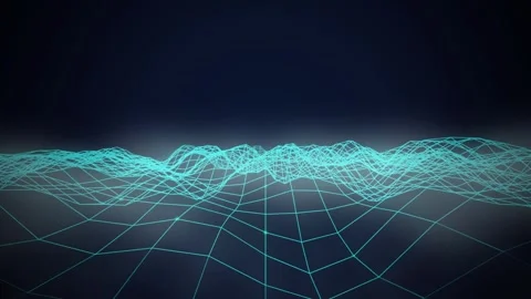 A blue geometric wireframe mesh undulates in a seamless loop Stock Footage 342861806