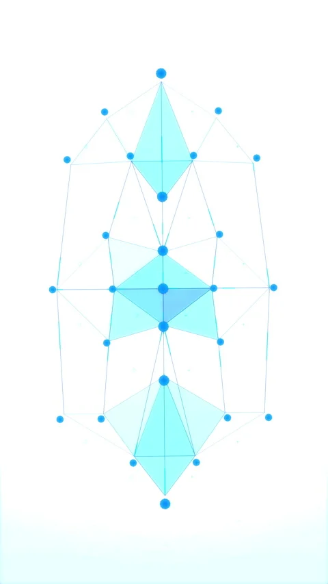 Blue geometric wireframe polygon crystal motion graphic loop pattern Stock Footage 346638601