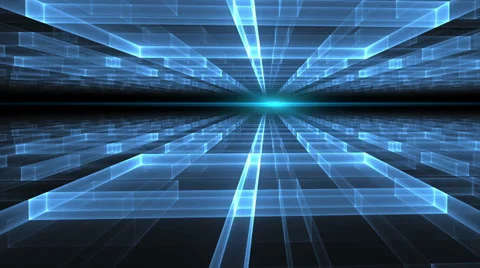 Blue Geometrical  Horizon  With Rays Of Light Stock-Footage 36967243