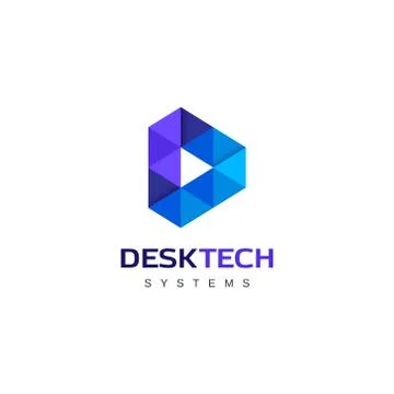 Blue Geometry Letter D Logo Design Stock Illustration