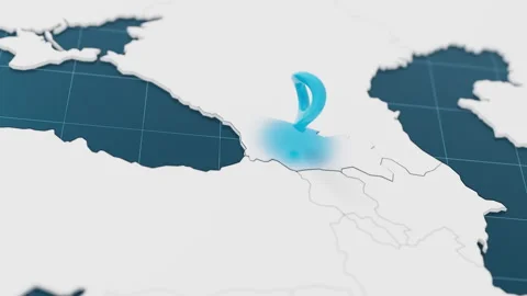 Blue Georgia 3d map with pointer pin surrounded with other countries in white Stock Footage 318094103