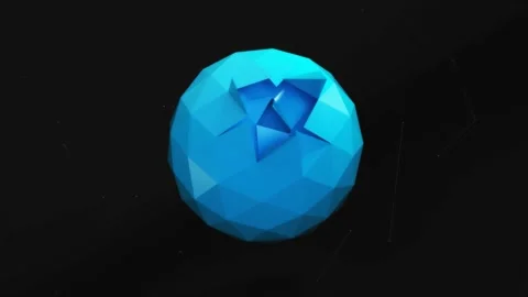 Blue Geosphere Abstract 3D folding Video stock 234327028
