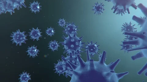 Blue Germ Virus Microscopic Cell Stock Footage 76912399