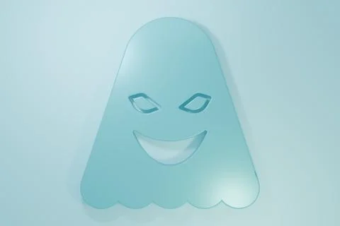 Blue Ghost icon isolated on blue background. Minimalism concept. 3D render .. Stock Illustration